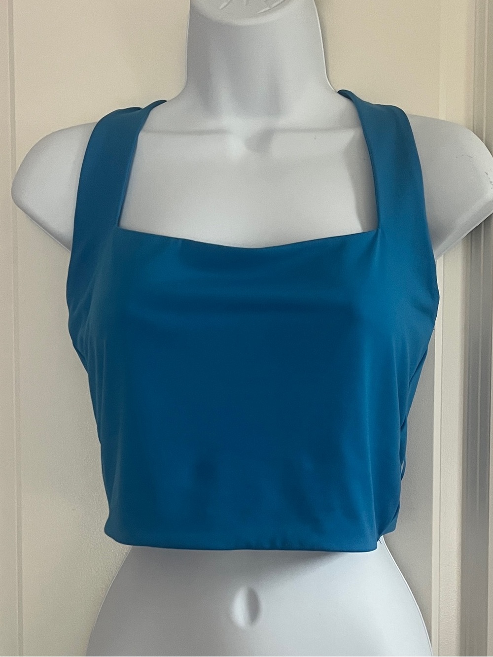 Garage Teal Square Neck Crop Top